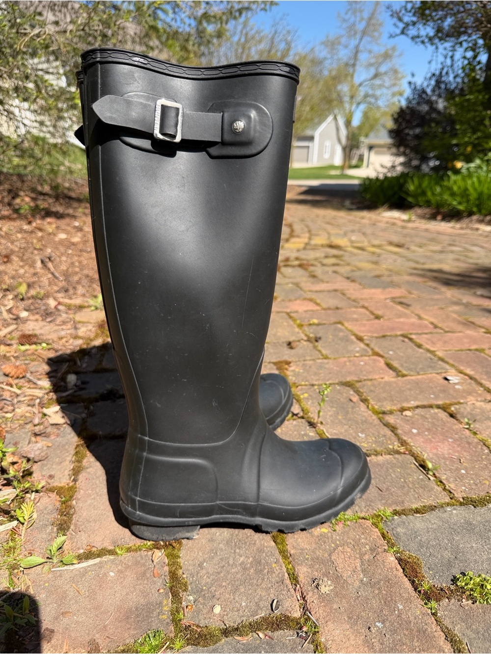 Hunter Original Matte Black Tall Rain Boots with Buckle Detail Women’s Size 6 - Picture 6 of 10
